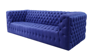 Pasargad Home Vicenza Collection Velvet Tufted Sofa - Bold Comfort With Timeless Transitional Style Blue Velvet Sofa-310-3n