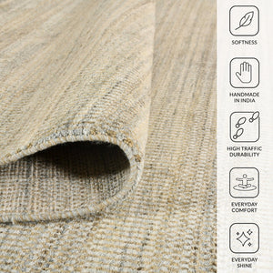 Amer Rugs Raffia Hand-woven Striped Area Rug - Luxurious New Zealand Wool With Art Silk For Elegant Decor Beige Wool, Viscose Raf10203
