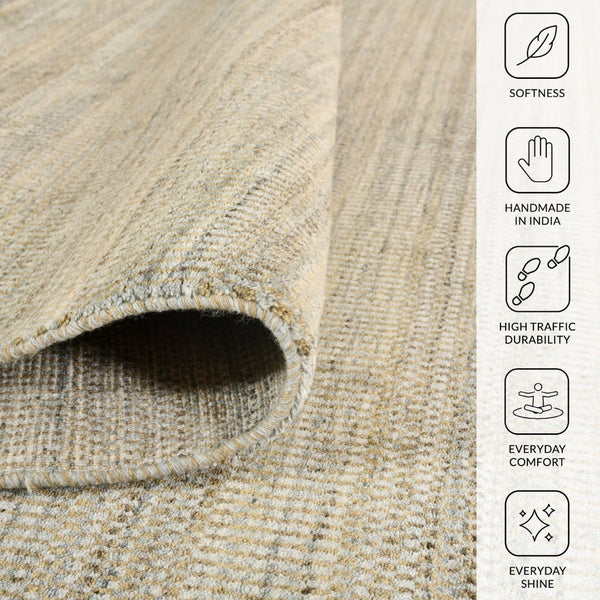 Amer Rugs Raffia Hand-woven Striped Area Rug - Luxurious New Zealand Wool With Art Silk For Elegant Decor Beige Wool, Viscose Raf10203