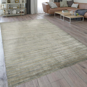 Amer Rugs Raffia Hand-woven Striped Area Rug - Luxurious New Zealand Wool With Art Silk For Elegant Decor Silver Gray Wool, Viscose Raf50203