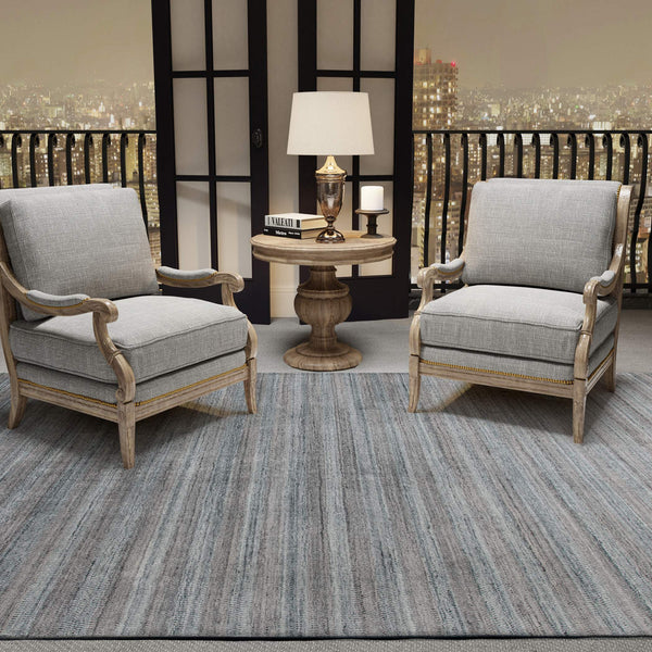 Raffia Hand-woven Wool Striped Area Rug with Art Silk Sheen for Modern and Traditional Rooms