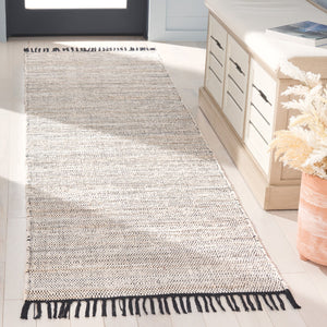 Safavieh Rag Handwoven Area Rug In Ivory And Black - Modern Eco-friendly Design For Chic Home Decor Ivory ,Black 80% Denim,20% Cotton Rar301a-5
