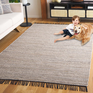 Safavieh Rag Handwoven Area Rug In Ivory And Black - Modern Eco-friendly Design For Chic Home Decor Ivory ,Black 80% Denim,20% Cotton Rar301a-5