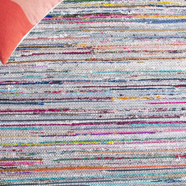 Safavieh Rag Handwoven Area Rug In Ivory And Black - Modern Eco-friendly Design For Chic Home Decor Black ,Pink 80% Denim,20% Cotton Rar301f-4