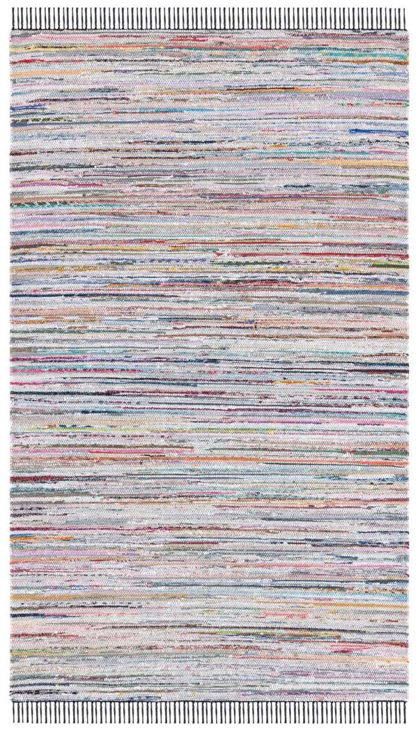 Safavieh Rag Handwoven Area Rug In Ivory And Black - Modern Eco-friendly Design For Chic Home Decor Black ,Pink 80% Denim,20% Cotton Rar301f-4