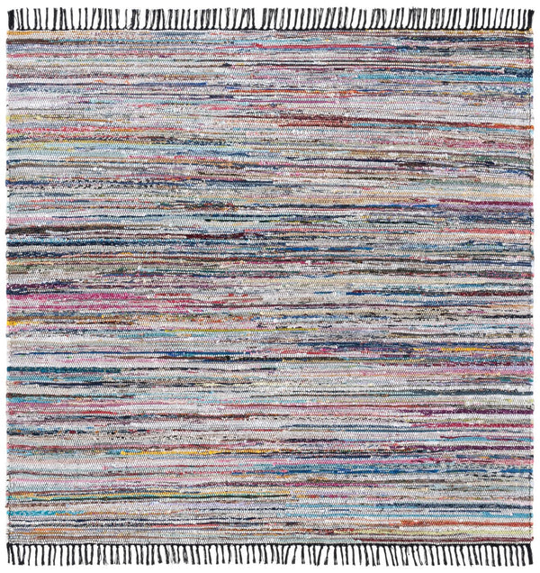 Safavieh Rag Handwoven Area Rug In Ivory And Black - Modern Eco-friendly Design For Chic Home Decor Black ,Pink 80% Denim,20% Cotton Rar301f-4
