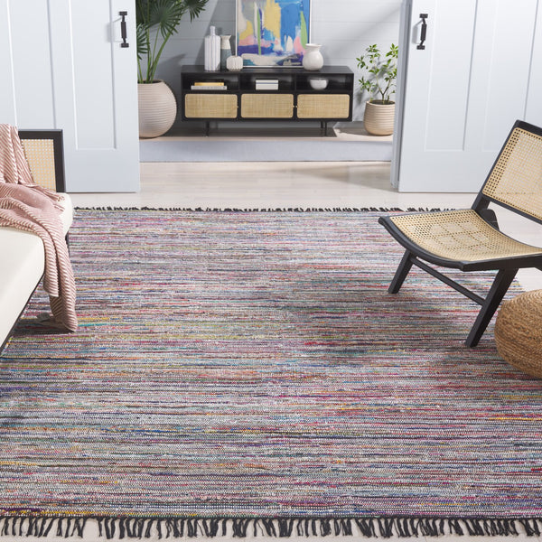 Safavieh Rag Handwoven Area Rug In Ivory And Black - Modern Eco-friendly Design For Chic Home Decor Black ,Pink 80% Denim,20% Cotton Rar301f-4