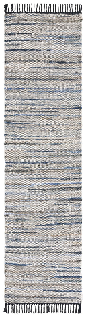 Safavieh Rag Handwoven Area Rug In Ivory And Black - Modern Eco-friendly Design For Chic Home Decor Light Blue ,Black 80% Denim,20% Cotton Rar301l-5