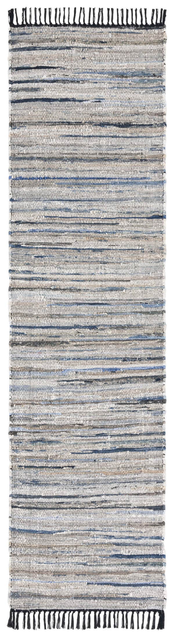 Safavieh Rag Handwoven Area Rug In Ivory And Black - Modern Eco-friendly Design For Chic Home Decor Light Blue ,Black 80% Denim,20% Cotton Rar301l-5