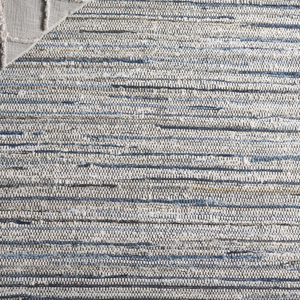 Safavieh Rag Handwoven Area Rug In Ivory And Black - Modern Eco-friendly Design For Chic Home Decor Light Blue ,Black 80% Denim,20% Cotton Rar301l-5