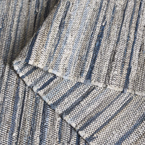 Safavieh Rag Handwoven Area Rug In Ivory And Black - Modern Eco-friendly Design For Chic Home Decor Light Blue ,Black 80% Denim,20% Cotton Rar301l-5