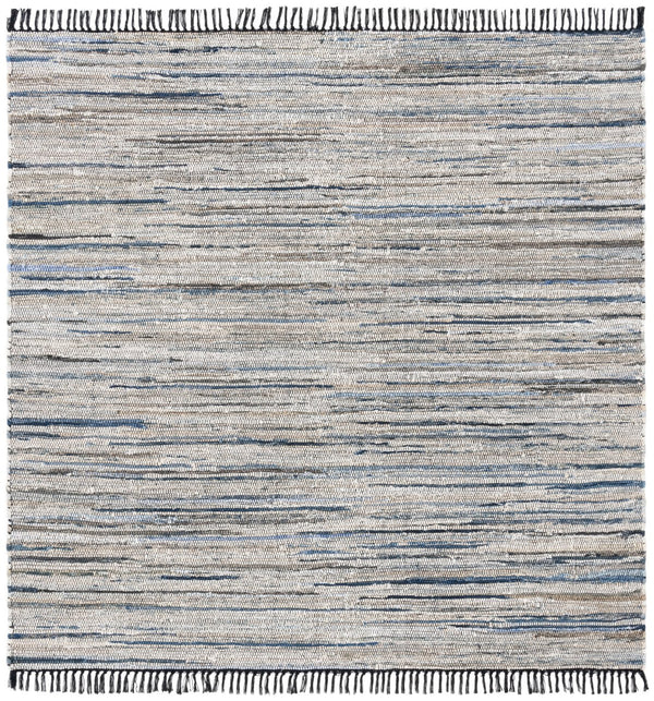 Safavieh Rag Handwoven Area Rug In Ivory And Black - Modern Eco-friendly Design For Chic Home Decor Light Blue ,Black 80% Denim,20% Cotton Rar301l-5