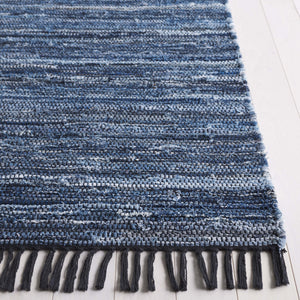 Safavieh Rag Handwoven Area Rug In Ivory And Black - Modern Eco-friendly Design For Chic Home Decor Blue ,Black 80% Denim,20% Cotton Rar301m-3