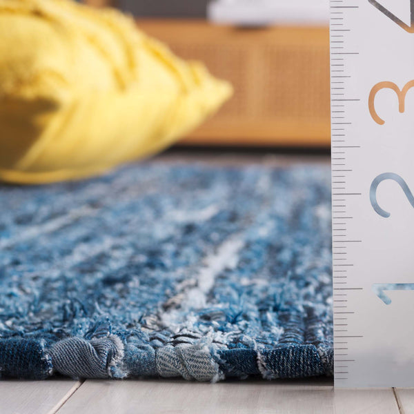 Safavieh Rag Handwoven Area Rug In Ivory And Black - Modern Eco-friendly Design For Chic Home Decor Blue ,Black 80% Denim,20% Cotton Rar301m-3