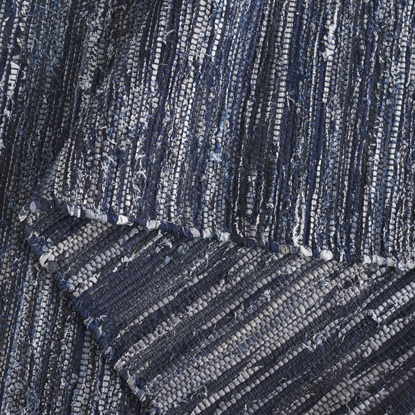 Safavieh Rag Handwoven Area Rug In Ivory And Black - Modern Eco-friendly Design For Chic Home Decor Navy ,Black 80% Denim,20% Cotton Rar301n-6sq