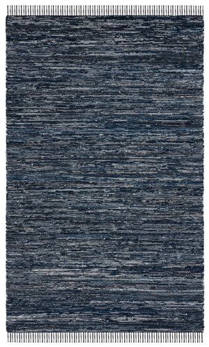 Safavieh Rag Handwoven Area Rug In Ivory And Black - Modern Eco-friendly Design For Chic Home Decor Navy ,Black 80% Denim,20% Cotton Rar301n-6sq