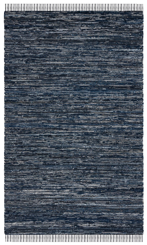 Safavieh Rag Handwoven Area Rug In Ivory And Black - Modern Eco-friendly Design For Chic Home Decor Navy ,Black 80% Denim,20% Cotton Rar301n-6sq