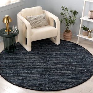 Safavieh Rag Handwoven Area Rug In Ivory And Black - Modern Eco-friendly Design For Chic Home Decor Navy ,Black 80% Denim,20% Cotton Rar301n-6sq