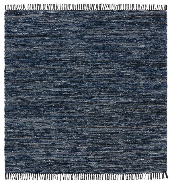 Safavieh Rag Handwoven Area Rug In Ivory And Black - Modern Eco-friendly Design For Chic Home Decor Navy ,Black 80% Denim,20% Cotton Rar301n-6sq