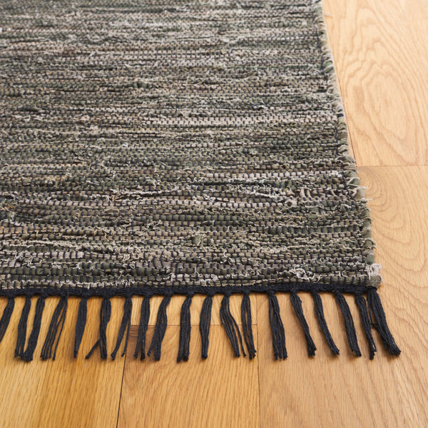 Safavieh Rag Handwoven Area Rug In Ivory And Black - Modern Eco-friendly Design For Chic Home Decor Dark Green ,Black 80% Denim,20% Cotton Rar301y-8