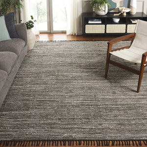 Safavieh Rag Handwoven Area Rug In Ivory And Black - Modern Eco-friendly Design For Chic Home Decor Dark Green ,Black 80% Denim,20% Cotton Rar301y-8