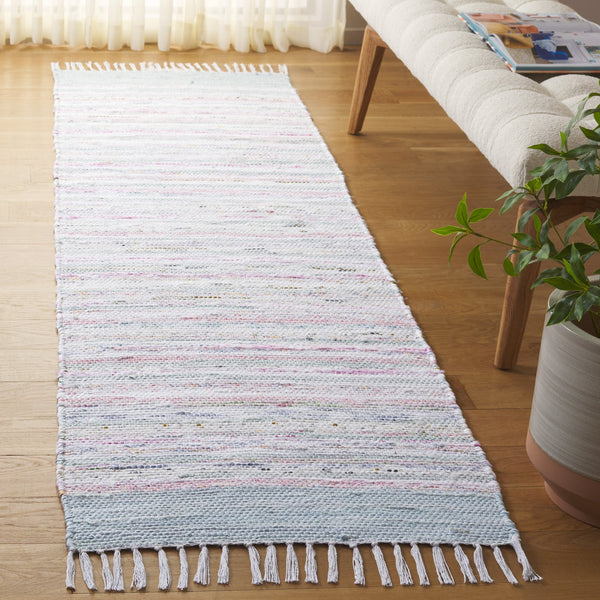 Safavieh Rag Handwoven Cotton Runner Rug - Timeless Elegance For Your Home Decor With Traditional Craftsmanship Ivory ,Grey Cotton Rar401f-28