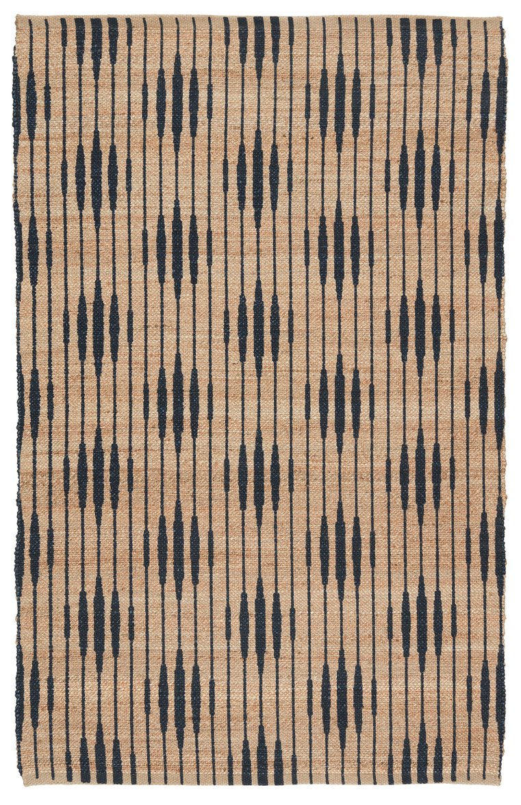Jaipur Living Raya Atolia Ray01 Handwoven Handmade 100% Jute Lines Trellis Indoor Rug Natural, Navy 100% Jute Rug153085