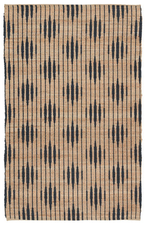 Jaipur Living Raya Atolia Ray01 Handwoven Handmade 100% Jute Lines Trellis Indoor Rug Natural, Navy 100% Jute Rug153085