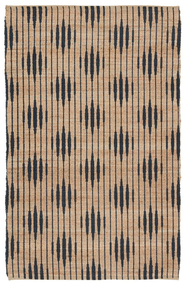 Jaipur Living Raya Atolia Ray01 Handwoven Handmade 100% Jute Lines Trellis Indoor Rug Natural, Navy 100% Jute Rug153085