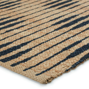 Jaipur Living Raya Atolia Ray01 Handwoven Handmade 100% Jute Lines Trellis Indoor Rug Natural, Navy 100% Jute Rug153085