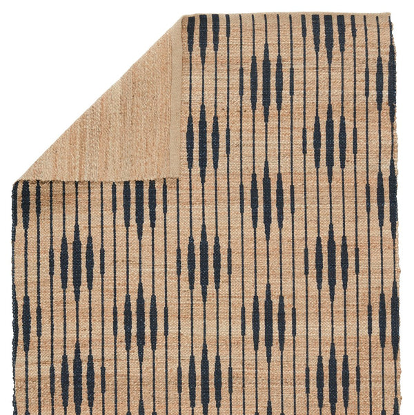 Jaipur Living Raya Atolia Ray01 Handwoven Handmade 100% Jute Lines Trellis Indoor Rug Natural, Navy 100% Jute Rug153085