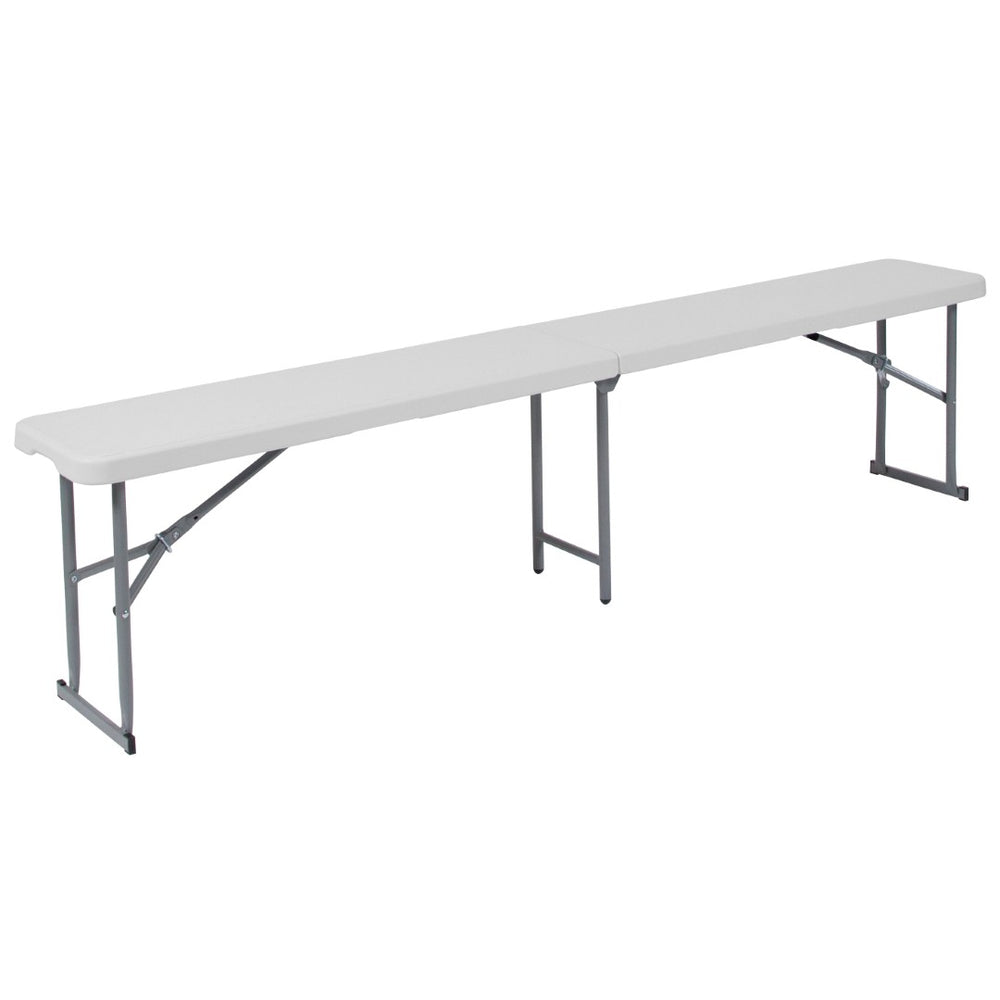 English Elm Talbott Lightweight Bi-Fold Granite White Bench with Carrying Handle for Easy Portable Seating RB-1172FH-GG