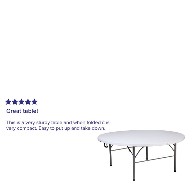 English Elm Kathryn 5.89-Foot Round Folding Table with Carrying Handle – Durable, Stain-Resistant, Easy to Store! RB-183RFH-GG