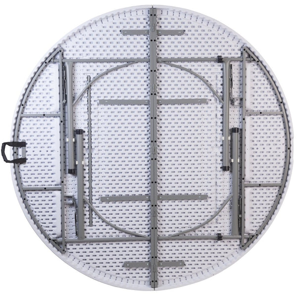 English Elm Kathryn 5.89-Foot Round Folding Table with Carrying Handle – Durable, Stain-Resistant, Easy to Store! RB-183RFH-GG