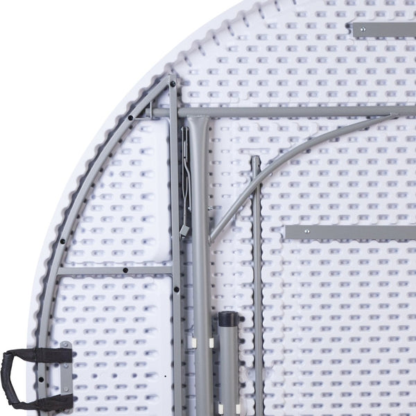 English Elm Kathryn 5.89-Foot Round Folding Table with Carrying Handle – Durable, Stain-Resistant, Easy to Store! RB-183RFH-GG