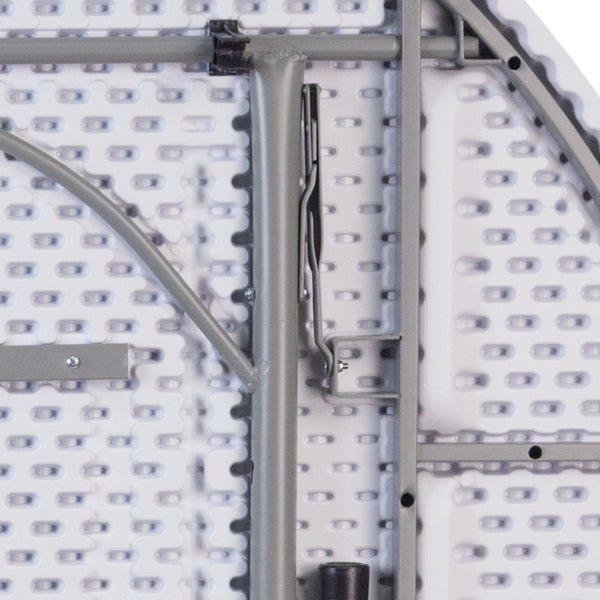 English Elm Kathryn 5.89-Foot Round Folding Table with Carrying Handle – Durable, Stain-Resistant, Easy to Store! RB-183RFH-GG