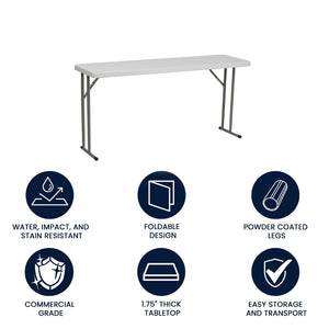 English Elm Kathryn 5-Foot Folding Training Table – Durable, Waterproof, and Space-Saving for Any Event Setup RB-1860-GG