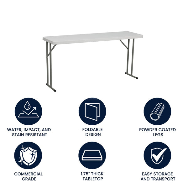 English Elm Kathryn 5-Foot Folding Training Table – Durable, Waterproof, and Space-Saving for Any Event Setup RB-1860-GG