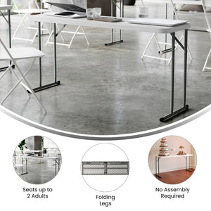 English Elm Kathryn 5-Foot Folding Training Table – Durable, Waterproof, and Space-Saving for Any Event Setup RB-1860-GG