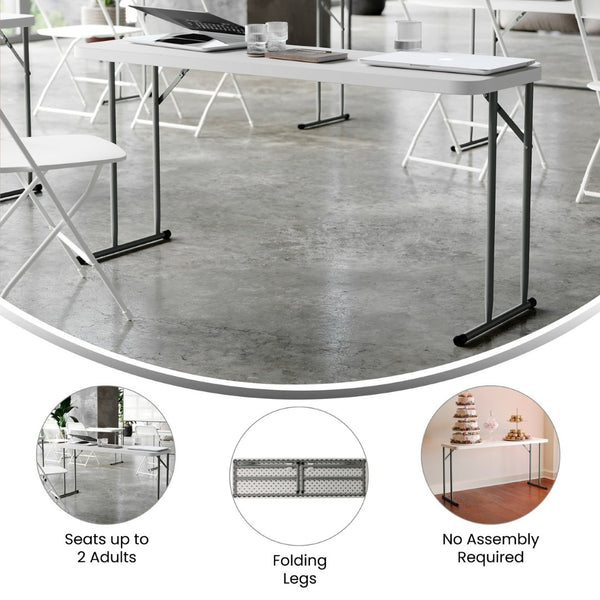 English Elm Kathryn 5-Foot Folding Training Table – Durable, Waterproof, and Space-Saving for Any Event Setup RB-1860-GG