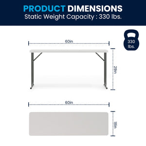 English Elm Kathryn 5-Foot Folding Training Table – Durable, Waterproof, and Space-Saving for Any Event Setup RB-1860-GG