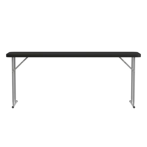 English Elm Kathryn 6-Foot Folding Training Table – Durable, Portable Design for Classrooms and Events Setup Black 18"W x 72"L RB-1872-BK-GG