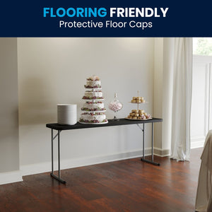 English Elm Kathryn 6-Foot Folding Training Table – Durable, Portable Design for Classrooms and Events Setup Black 18"W x 72"L RB-1872-BK-GG