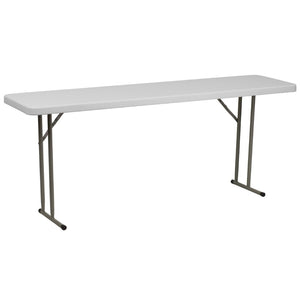English Elm Kathryn 6-Foot Folding Training Table – Durable, Portable Design for Classrooms and Events Setup Granite White 18"W x 72"L RB-1872-GG