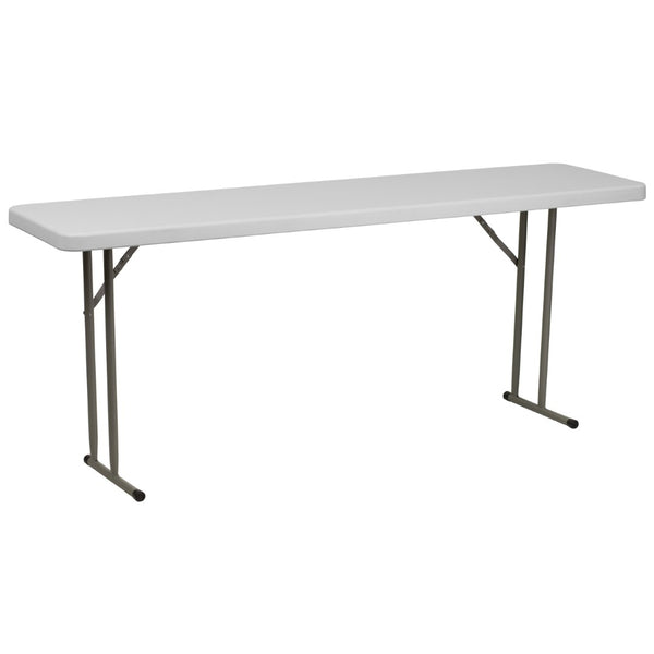 English Elm Kathryn 6-Foot Folding Training Table – Durable, Portable Design for Classrooms and Events Setup Granite White 18"W x 72"L RB-1872-GG