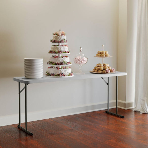 English Elm Kathryn 6-Foot Folding Training Table – Durable, Portable Design for Classrooms and Events Setup Granite White 18"W x 72"L RB-1872-GG