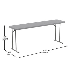 English Elm Kathryn 6-Foot Folding Training Table – Durable, Portable Design for Classrooms and Events Setup Gray 18"W x 72"L RB-1872-GY-GG
