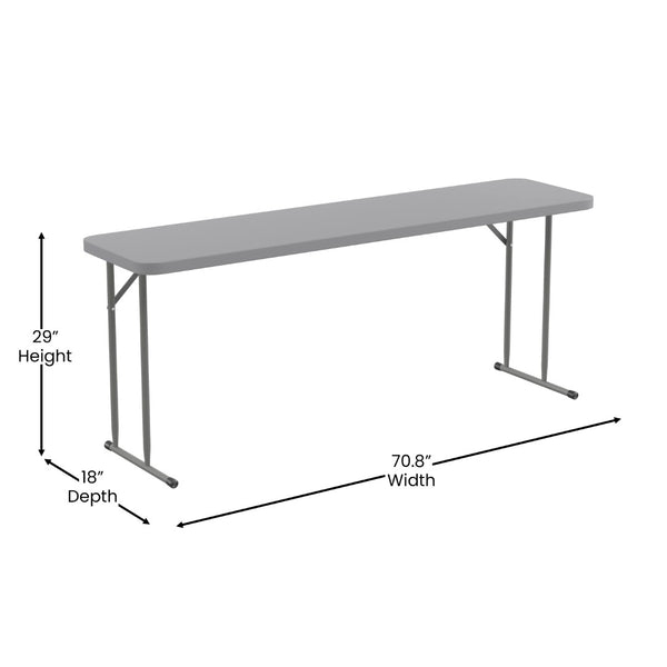 English Elm Kathryn 6-Foot Folding Training Table – Durable, Portable Design for Classrooms and Events Setup Gray 18"W x 72"L RB-1872-GY-GG