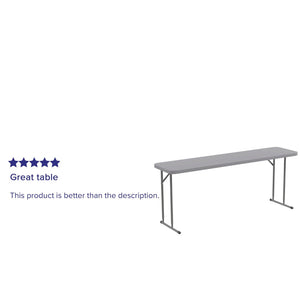 English Elm Kathryn 6-Foot Folding Training Table – Durable, Portable Design for Classrooms and Events Setup Gray 18"W x 72"L RB-1872-GY-GG