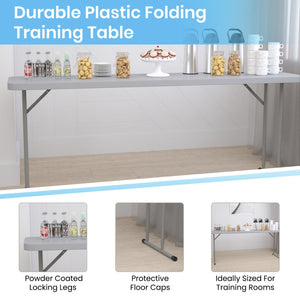 English Elm Kathryn 6-Foot Folding Training Table – Durable, Portable Design for Classrooms and Events Setup Gray 18"W x 72"L RB-1872-GY-GG